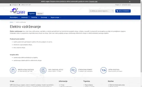 Spletna stran s predstavitvijo storitve