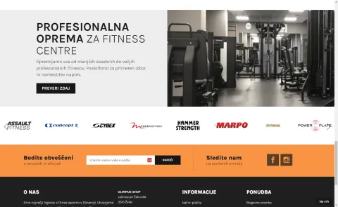 Prikaz noge strani in blagovnih znamk na vstopni strani