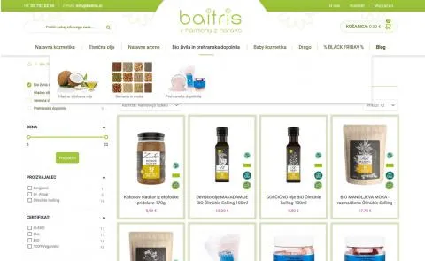 Baitris razširjen menu