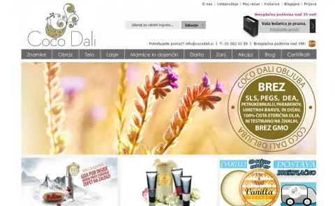 Cocodali spletna trgovina - vstopna stran