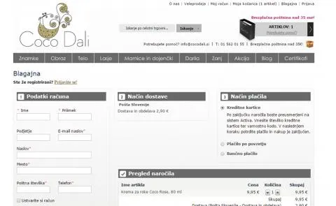 Cocodali spletna trgovina - zaključek nakupa