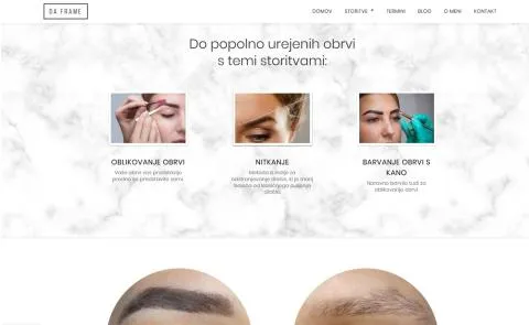 Da Frame prikaz storitve oblikvanja obrvi