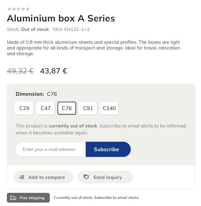 out of stock subscribe
