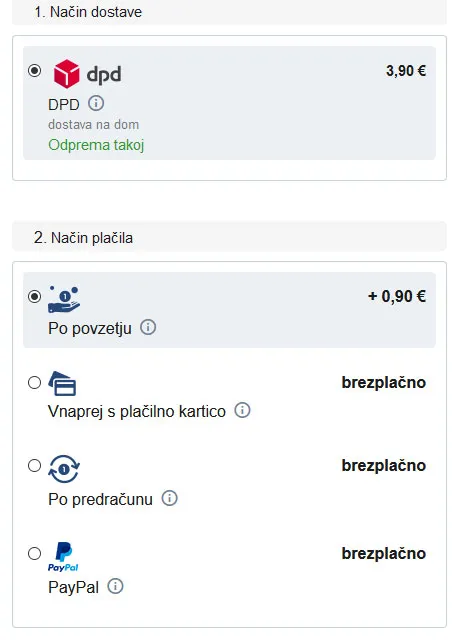 plačilo po povzetju spletna trgovina